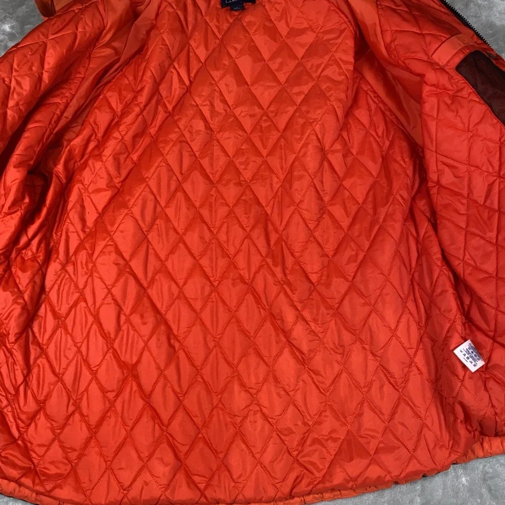 Lands End The Squall Mens XL Orange Blue Water Windproof Quilted  Lined Parka